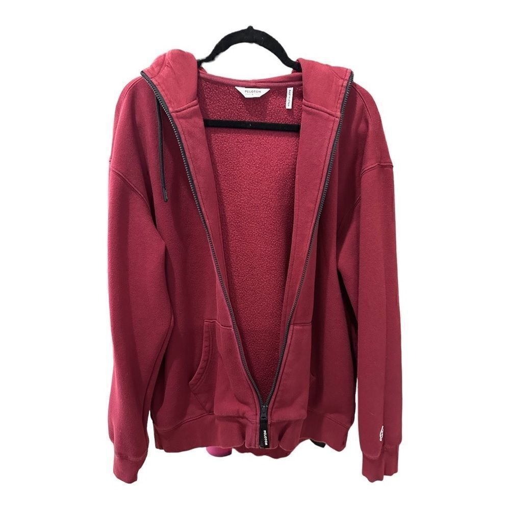 Peloton sweatshirt hoodie Burgundy Red Heavyweight Full Zip Fleece Pocket